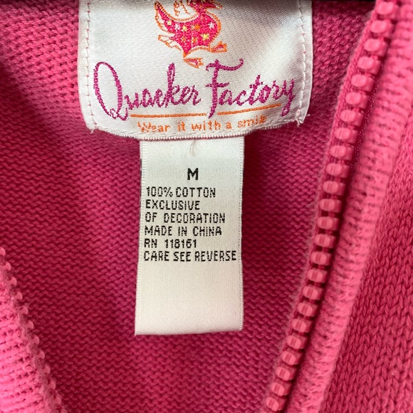 Quaker Factory Sweater Vest Womens M Sequined Strawberry Garden Flower Knit Hood - Picture 8 of 13